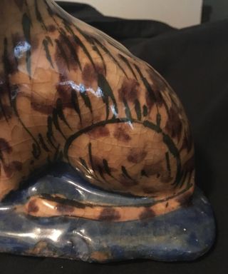 Rare Antique Middle East Islamic Glazed Pottery Cat Statue 4