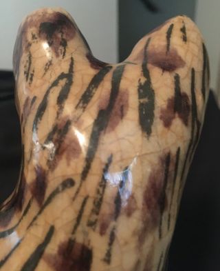 Rare Antique Middle East Islamic Glazed Pottery Cat Statue 8