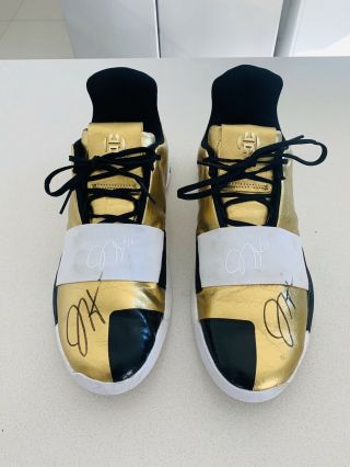 2019 Game Worn Game Match Worn James Harden Signed Shoes.  Rare