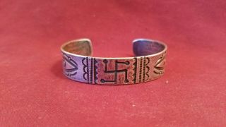 Vintage Navajo Indian Silver Whirling Logs Cuff Bracelet 21.  6grams