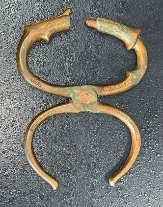 Antique Brass Blakely Police Nipper Grip☜Handcuffs✪ Restraints✪Jail✪Come - A - Longs 3