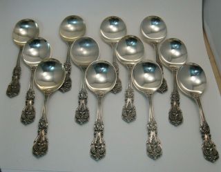 12 Old Reed & Barton Francis I Sterling Silver 5 7/8 " Round Cream Soup Spoons