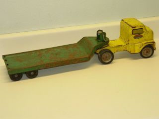 Vintage Tonka 1949 Cab Over Truck,  Carry All Trailer 130,  Pressed Steel Toy 2