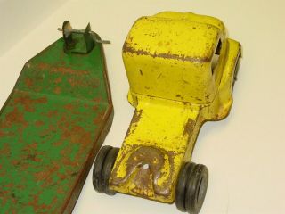 Vintage Tonka 1949 Cab Over Truck,  Carry All Trailer 130,  Pressed Steel Toy 4