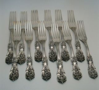 12 Old Reed & Barton Francis I Sterling Silver 7 1/4 " Dinner Forks