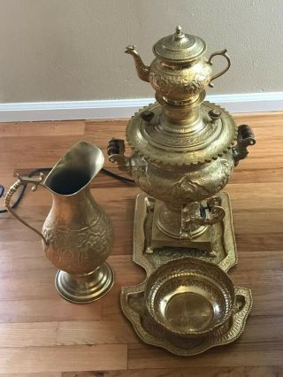 Electric Antique Persian Gold Plated 5 piece Samovar and Tea Set 2