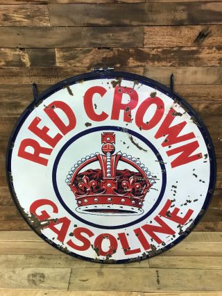 Red Crown Gasoline Vintage Collectable Porcelain 1930’s