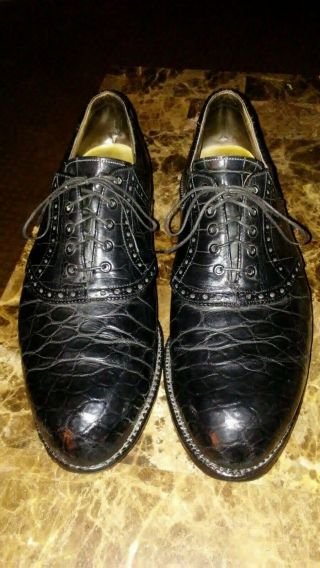 Footjoy Alligator Golf Shoes 10 D Black Vintage