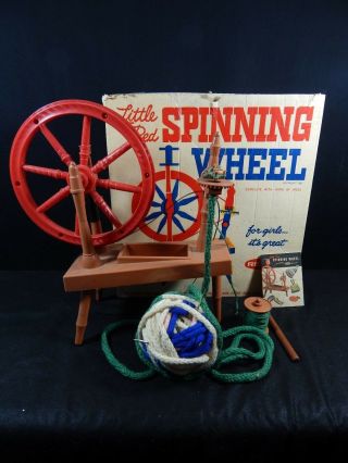 Vtg 1961 Remco Little Red Spinning Wheel 819 With Box