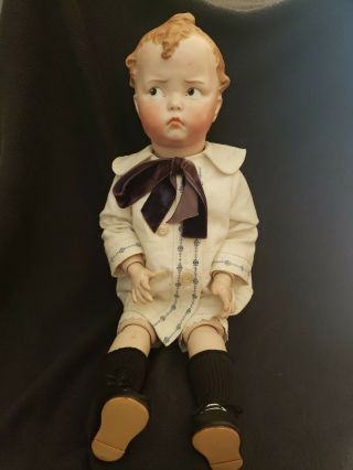 Vintage 21 " Heubach Grumpy Pouty Face Bisque Head Doll