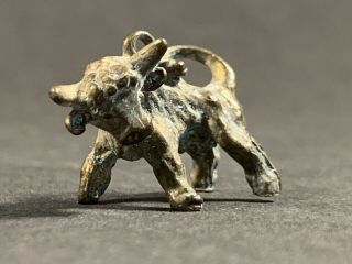 Ancient Roman Bronze Amulet Pendant Depicting Bull Animal Beast Circa 250 - 350ad