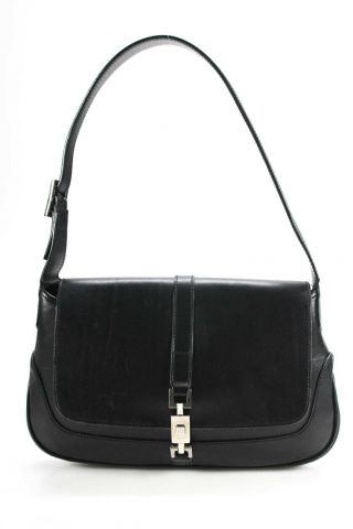 Gucci Womens Small Vintage Black Leather Shoulder Handbag