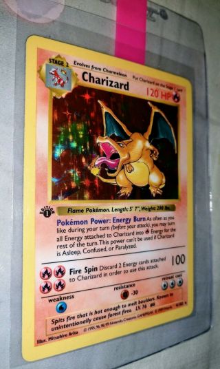 Pokemon Charizard 1st Edition Base Shadowless 4/102 Holo Rare,  Near