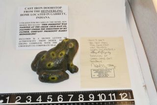 Ultra Rare One Of A Kind Creek Chub Bait Co Cast Iron Frog Door Stop With Papers