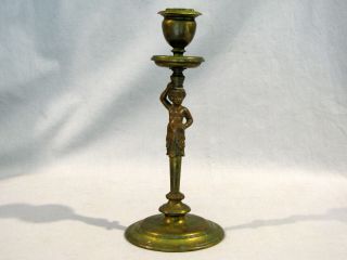 Antique Cherub Figure Bronze & Brass Candle Holder - Young Child - 8 "