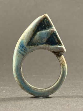 Very Rare Ancient Egyptian Faience Lotus Flower Ring - Circa 715 - 332bce