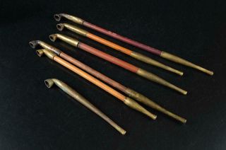 S3285: Japanese Old Copper Kiseru Smoking Pipe Tabacco,  Smoking Tool Bundle