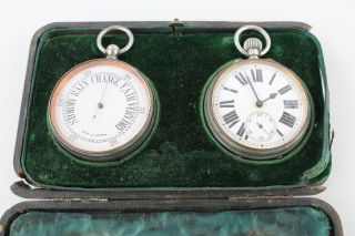 Antique 1901 Birmingham Solid Silver Pocket Watch / Barometer Hand - Wind