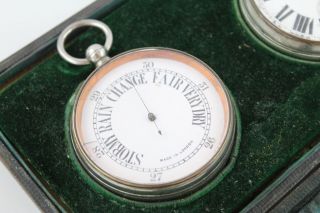 Antique 1901 Birmingham Solid SILVER Pocket Watch / Barometer Hand - Wind 2