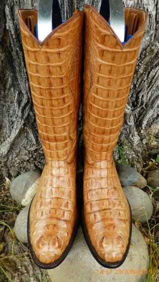 Vintage J.  B.  Hill " Head Cut " Alligator Crocodile 9.  5 D Rare Exotic Western Boots