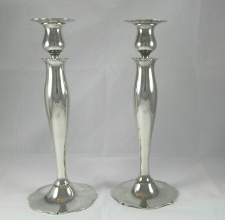 Tall Wallace Sterling Silver Candlesticks Antique Style Marked 10 Oz Each