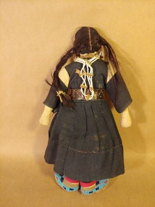 Antique Native American Indian Beaded Cloth Hide Pueblo Doll 1920c 8