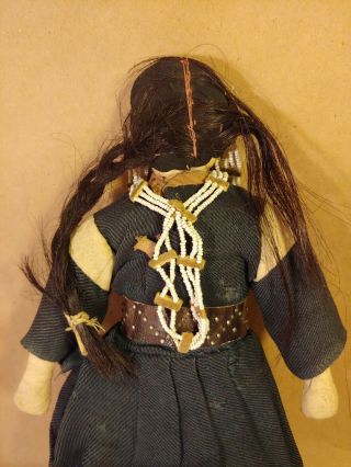 Antique Native American Indian Beaded Cloth Hide Pueblo Doll 1920c 9