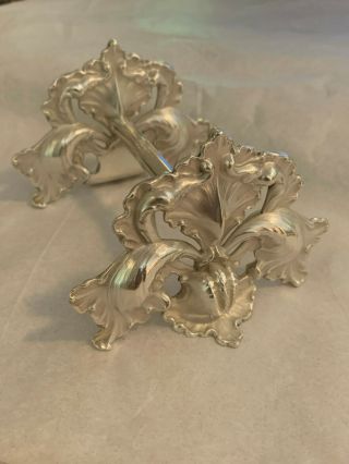 Shiebler Art Nouveau Iris Roast Carving Set Knife Rest Flora Sterling Silver