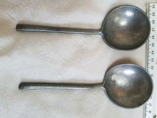 Marked Antique European Pewter Soup Spoons Vintage 17th Or 18th Century?