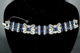 Magnificent Jomaz Mazer Rhodium Plated Deco Rhinestone Bracelet Perfect Condi.