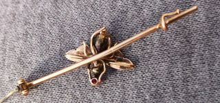 Rare Victorian Imperial Russian solid gold platinum and Ruby Bee brooch.  Faberge? 9