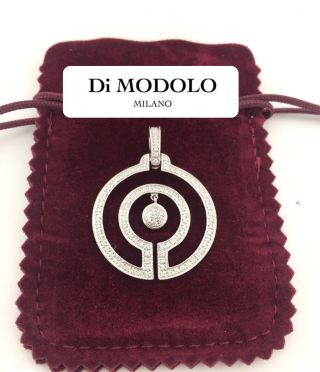 Rare Di Modolo Milano 0.  55ct All Pave Diamond Circle Pendant 18k White Gold