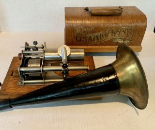 Vtg Antique Columbia Graphophone Cylinder Player Type B Gramophone Phonograph