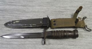 Ww2 Us M4 Trench Knife Utica Flaming Bomb Usm 8a1 Scabbard