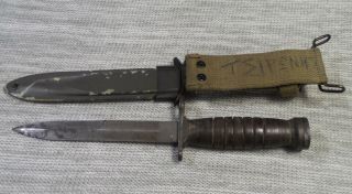 WW2 US M4 TRENCH KNIFE UTICA FLAMING BOMB USM 8A1 SCABBARD 5