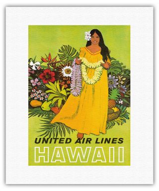 Hawaii United Air Lines Lei Travel Aloha Stan Galli Vintage Poster Print Giclee 6