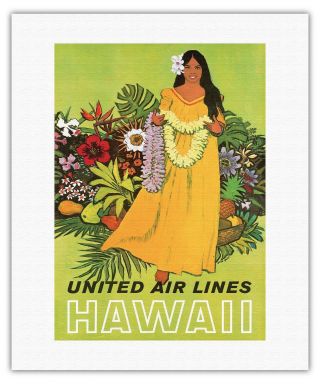 Hawaii United Air Lines Lei Travel Aloha Stan Galli Vintage Poster Print Giclee 7