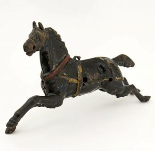 Antique Painted Cast Iron Nickel Carousel Horse Stallion Wagon Pull Toy Figure