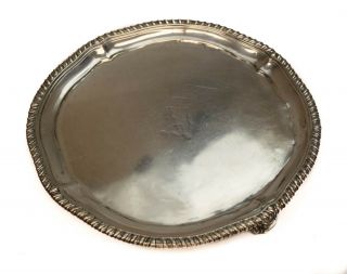 John Parker I & Edward Wakelin London Sterling Silver Footed Tray Salver,  1772