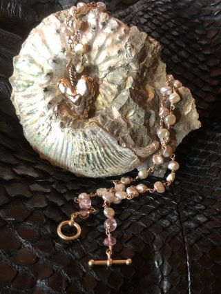 RARE & PRECIOUS VINTAGE HEART NECKLACE IN 18kt ROSE GOLD & PEARLS BY JES MAHARRY 4