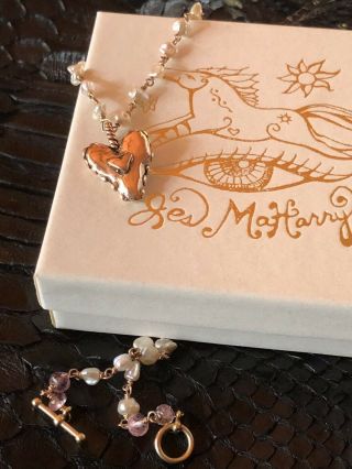 RARE & PRECIOUS VINTAGE HEART NECKLACE IN 18kt ROSE GOLD & PEARLS BY JES MAHARRY 8