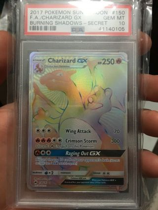 Charizard Gx Psa 10 Burning Shadows 150/147 Secret Hyper Rainbow Rare Pokemon