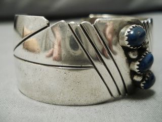 SUPERIOR VINTAGE NAVAJO HAND WROUGHT STERLING SILVER LAPIS BRACELET OLD 3