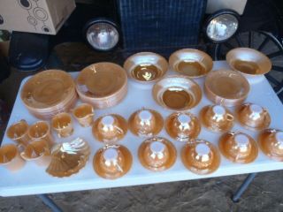 Vintage Fire - King Dishes Orange,  Peach Dinner Plates,  Cups & Saucers,  Bread Plates,