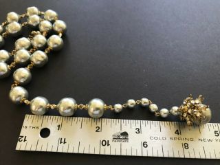 Sign Miriam Haskell Large Baroque Silver Pearls Rhinestone Necklace Jewelry 4