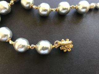 Sign Miriam Haskell Large Baroque Silver Pearls Rhinestone Necklace Jewelry 5