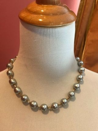 Sign Miriam Haskell Large Baroque Silver Pearls Rhinestone Necklace Jewelry 7