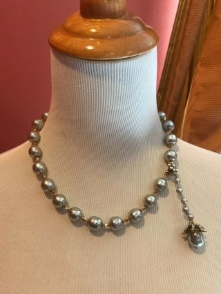 Sign Miriam Haskell Large Baroque Silver Pearls Rhinestone Necklace Jewelry 8