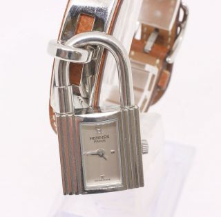 Auth Hermes Kelly Silver Dial Sv925 Leather Women 