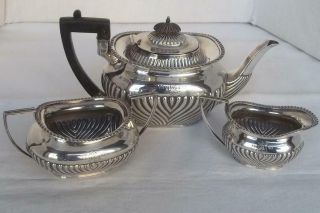 A Stunning Antique Solid Silver Three Piece Victorian Tea Set Sheffield 1897.